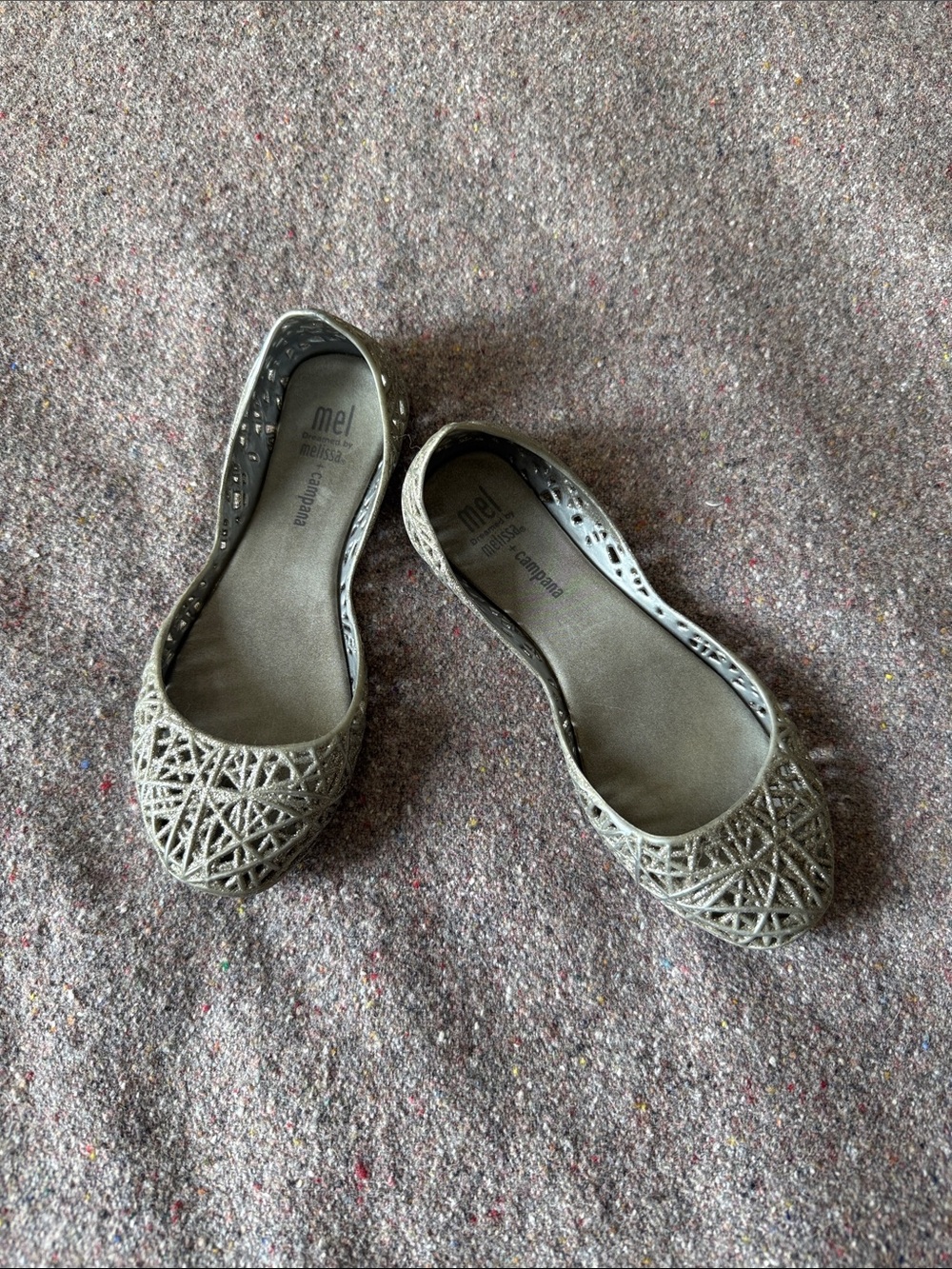 Mini Melissa + Campana Silver Glitter Jelly Ballet Flats (Size 13)